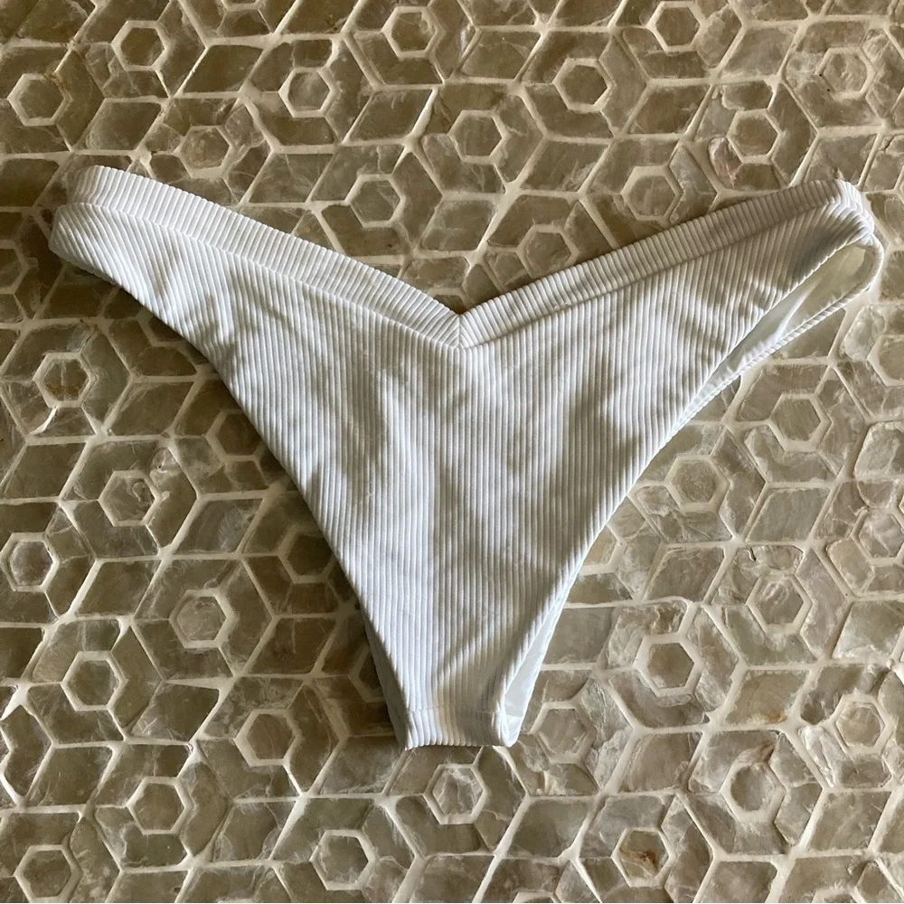 Frankies Bikinis white Enzo Ribbed Bikini Bottoms